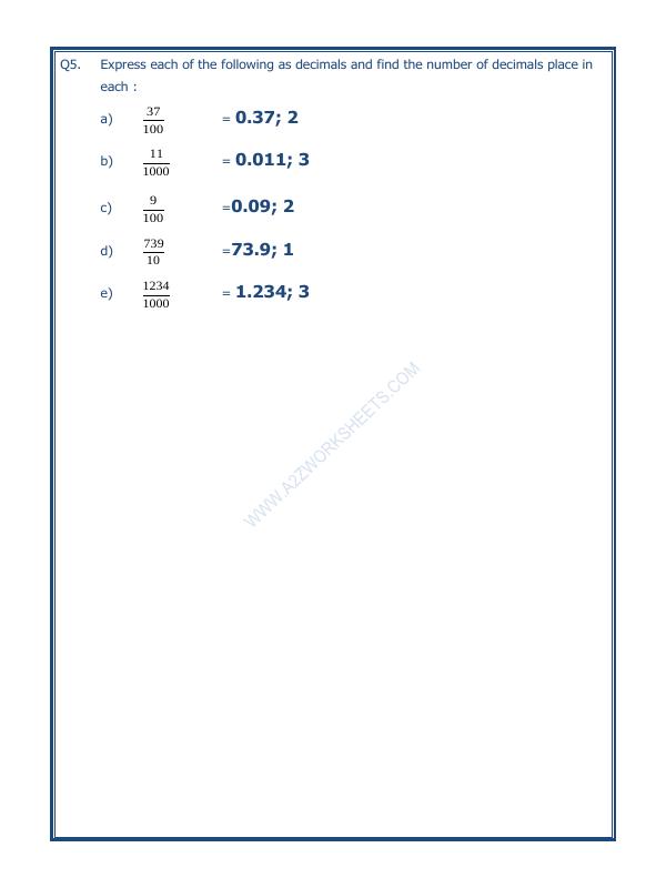 A2ZWorksheets:Maths-Decimals-Decimals - 03