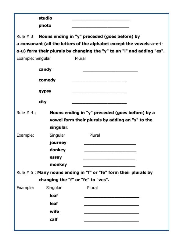 A2ZWorksheets:English-Grammar-Singular Plural