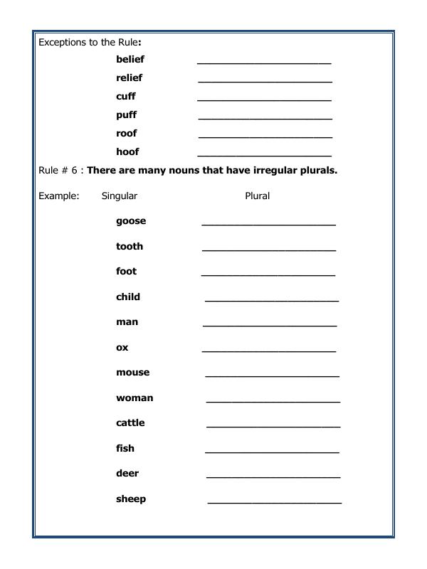 A2ZWorksheets:English-Grammar-Singular Plural