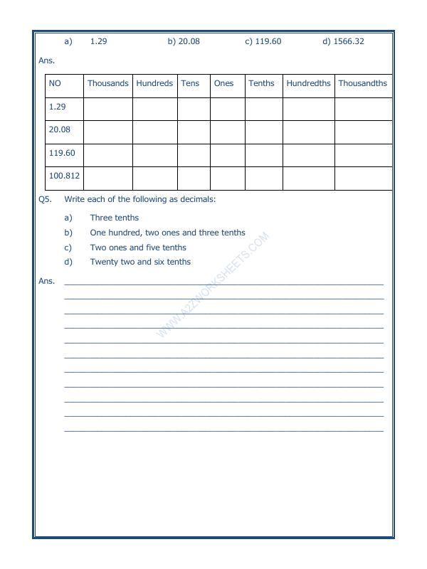 A2ZWorksheets:Maths-Decimals-Decimals - 05
