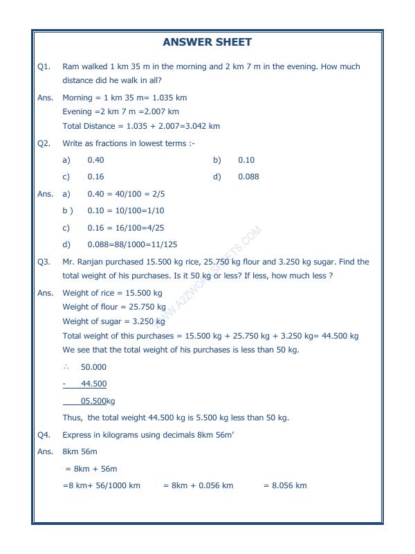 A2ZWorksheets:Maths-Decimals-Decimals - 06