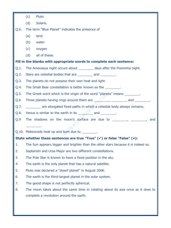 A2ZWorksheets:General Awareness-Solar System and Our Universe-The Earth In The Solar System-02