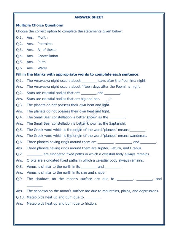 A2ZWorksheets:General Awareness-Solar System and Our Universe-The Earth In The Solar System-02