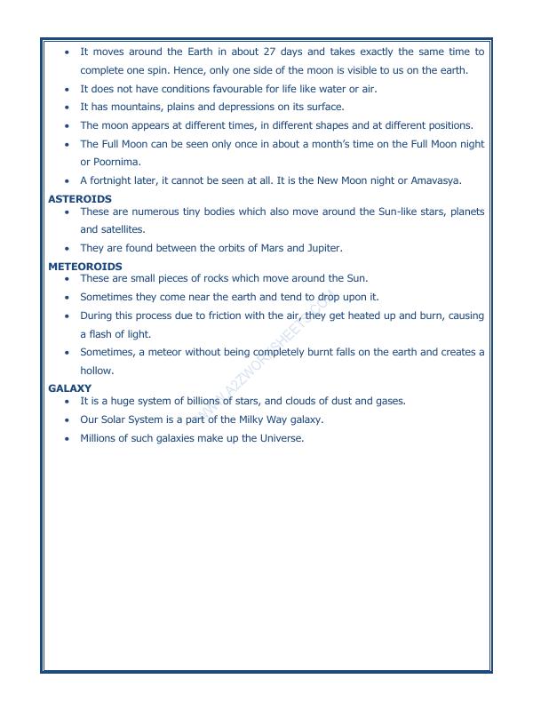 A2ZWorksheets:General Awareness-Solar System and Our Universe-The Earth In The Solar System-03