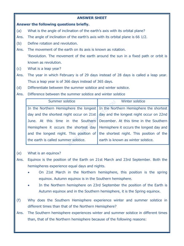 A2ZWorksheets:General Awareness-Solar System and Our Universe-Motions Of The Earth-01