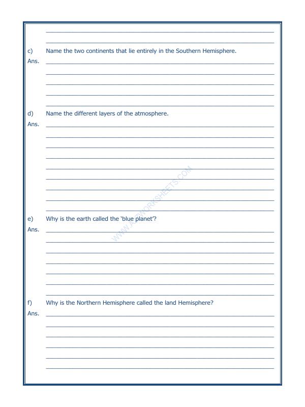 A2ZWorksheets:General Awareness-Solar System and Our Universe-Major Domains Of The Earth-01