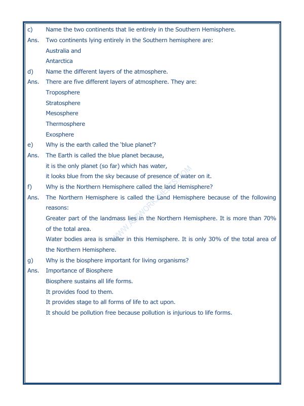 A2ZWorksheets:General Awareness-Solar System and Our Universe-Major Domains Of The Earth-01