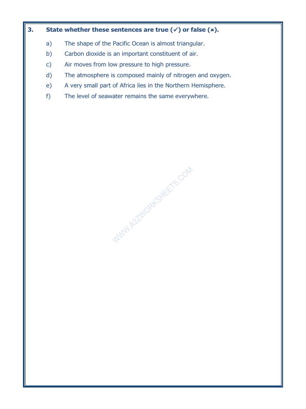A2ZWorksheets:General Awareness-Solar System and Our Universe-Major Domains Of The Earth-03