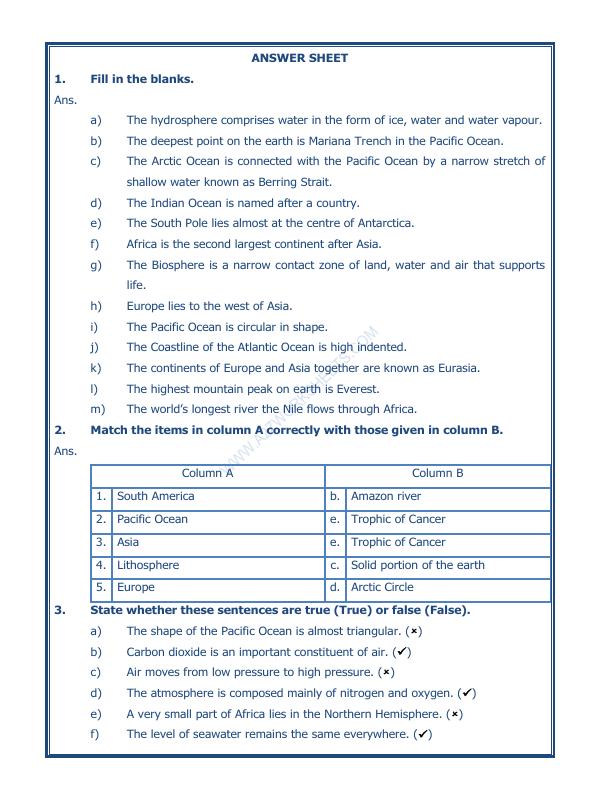 A2ZWorksheets:General Awareness-Solar System and Our Universe-Major Domains Of The Earth-03