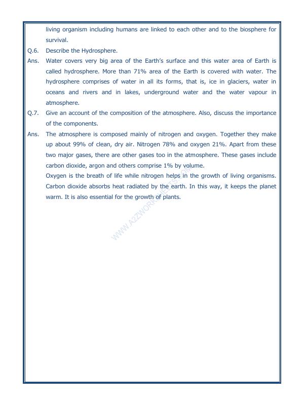 A2ZWorksheets:General Awareness-Solar System and Our Universe-Major Domains Of The Earth-05