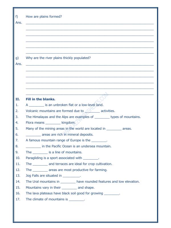 A2ZWorksheets:General Awareness-Geographical Features-Major Landforms Of The Earth-01