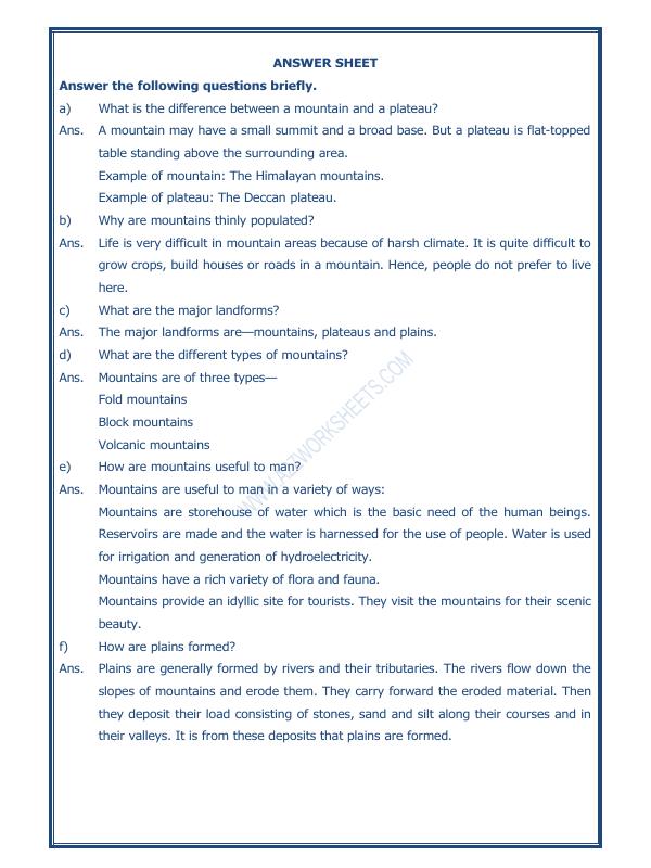 A2ZWorksheets:General Awareness-Geographical Features-Major Landforms Of The Earth-01