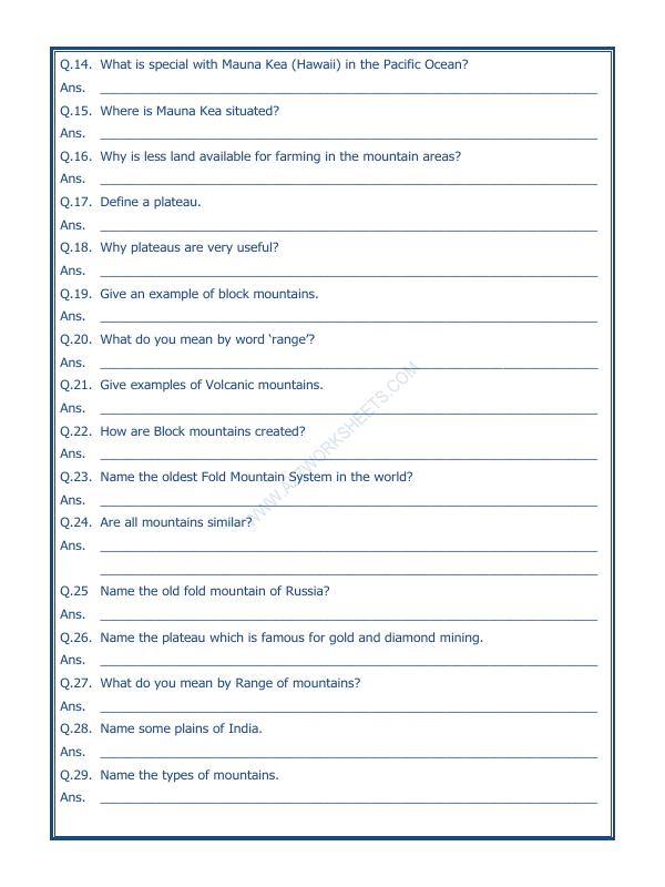 A2ZWorksheets:General Awareness-Geographical Features-Major Landforms Of The Earth-03
