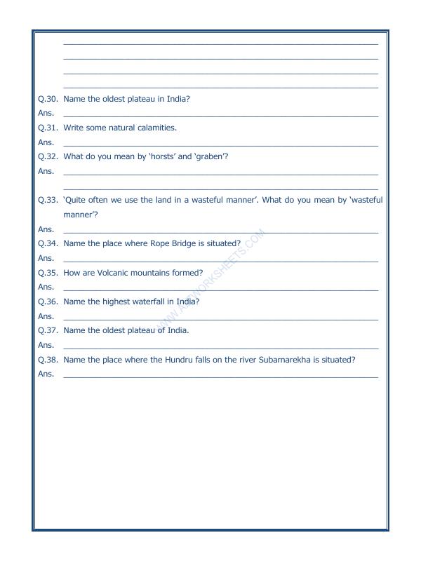 A2ZWorksheets:General Awareness-Geographical Features-Major Landforms Of The Earth-03
