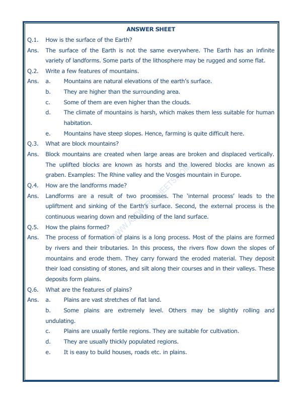 A2ZWorksheets:General Awareness-Geographical Features-Major Landforms Of The Earth-04
