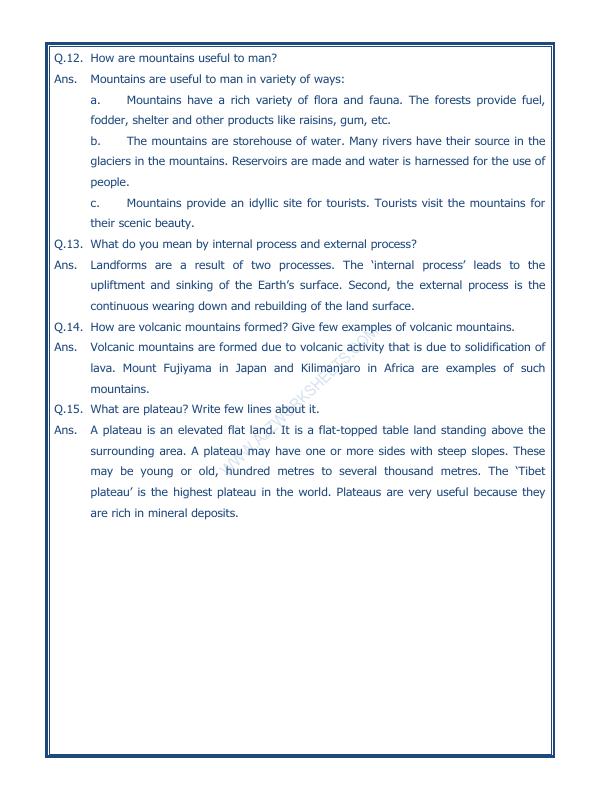 A2ZWorksheets:General Awareness-Geographical Features-Major Landforms Of The Earth-04