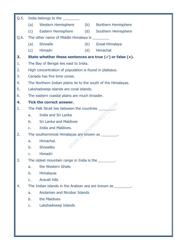 A2ZWorksheets:General Awareness-India and Its Neighbouring Countries-Our Country India-02