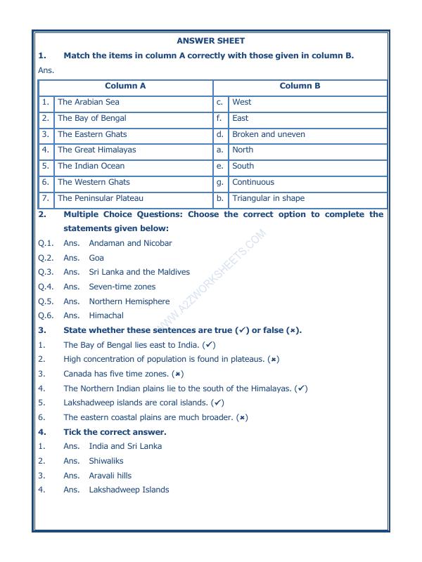 A2ZWorksheets:General Awareness-India and Its Neighbouring Countries-Our Country India-02