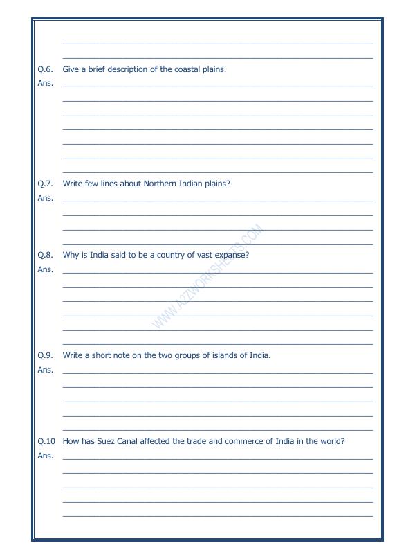 A2ZWorksheets:General Awareness-India and Its Neighbouring Countries-Our Country India-04