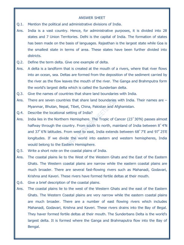 A2ZWorksheets:General Awareness-India and Its Neighbouring Countries-Our Country India-04