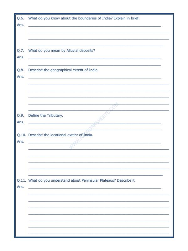 A2ZWorksheets:General Awareness-India and Its Neighbouring Countries-Our Country India-06