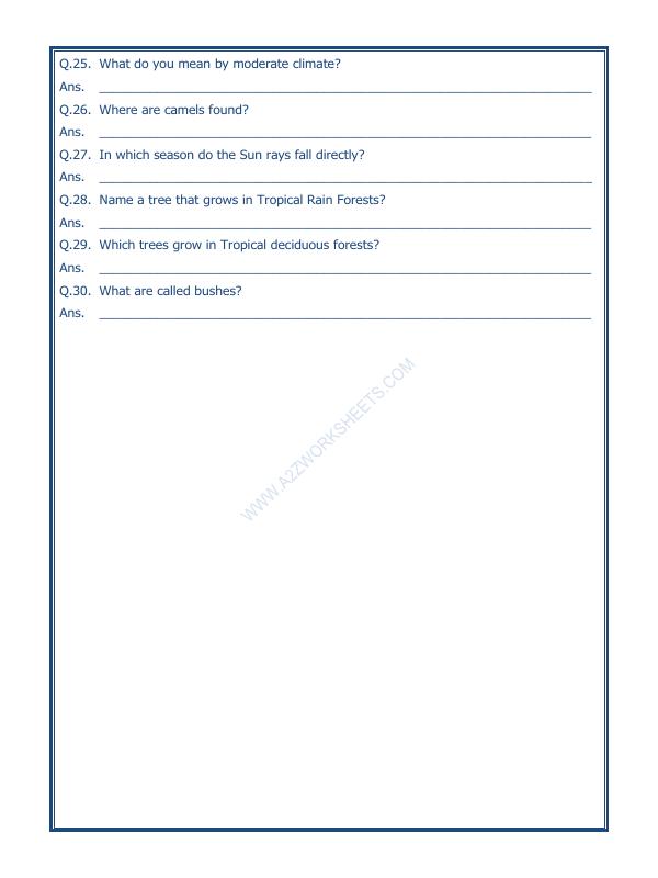 A2ZWorksheets:General Awareness-India and Its Neighbouring Countries-India Climate Vegetation And Wildlife-01