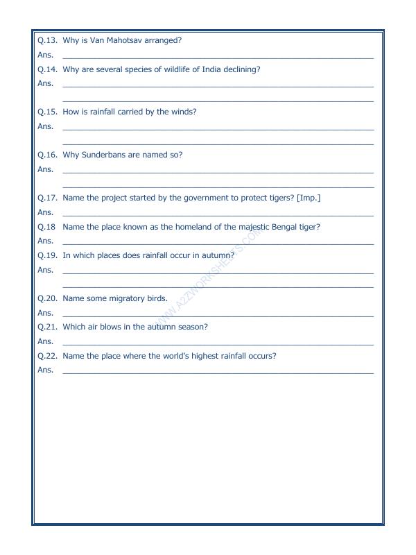 A2ZWorksheets:General Awareness-India and Its Neighbouring Countries-India Climate Vegetation And Wildlife-02