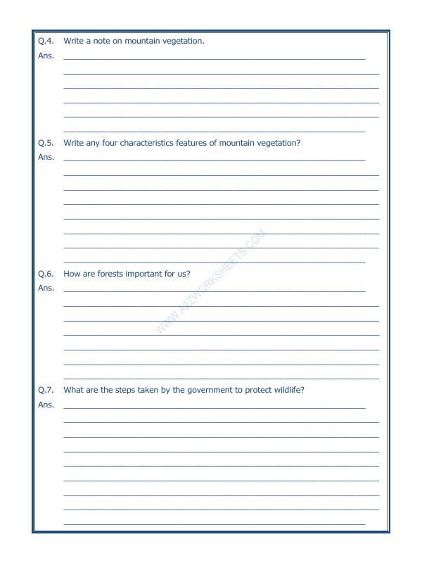A2ZWorksheets:General Awareness-India and Its Neighbouring Countries-India Climate Vegetation And Wildlife-04