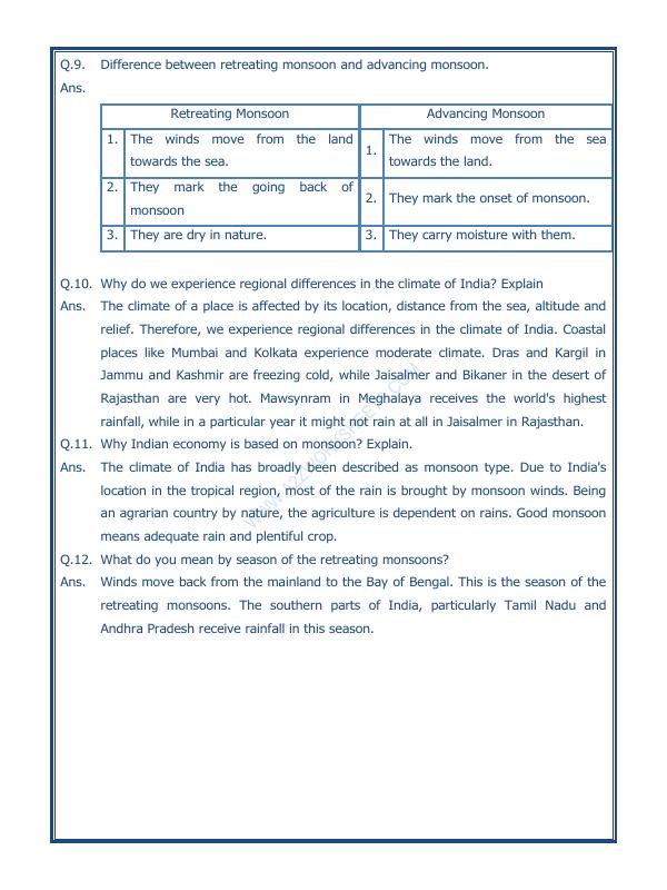 A2ZWorksheets:General Awareness-India and Its Neighbouring Countries-India Climate Vegetation And Wildlife-04