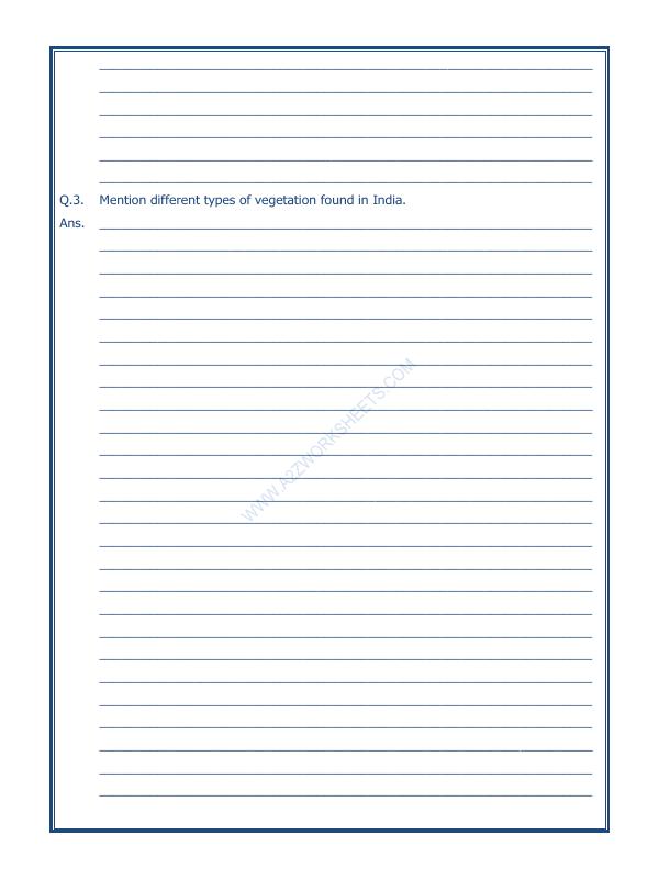 A2ZWorksheets:General Awareness-India and Its Neighbouring Countries-India Climate Vegetation And Wildlife-05