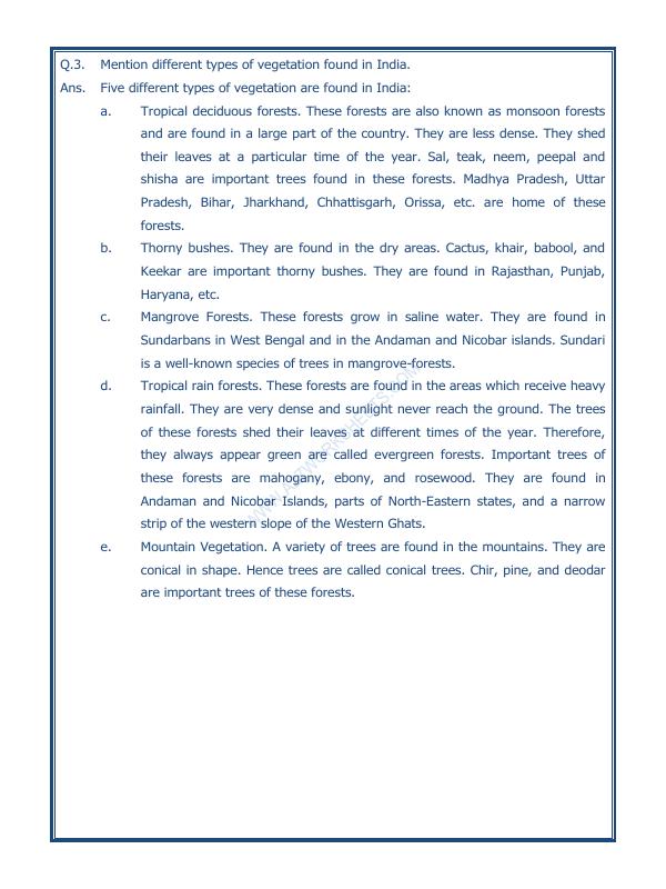 A2ZWorksheets:General Awareness-India and Its Neighbouring Countries-India Climate Vegetation And Wildlife-05
