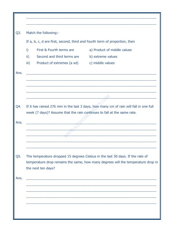 A2ZWorksheets:Maths-Measurement-Ratio Proportion And Unitary Method-06