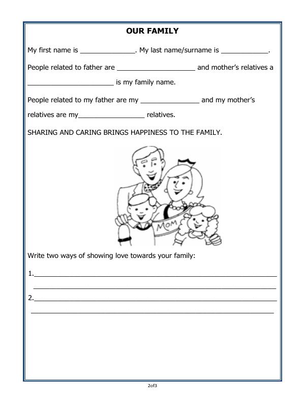A2ZWorksheets:Science-Humans-Family