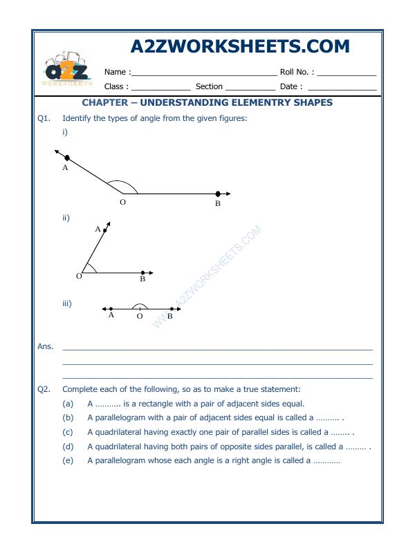 A2Zworksheets:Worksheet of Understanding Elementary Shapes-01-Geometry ...