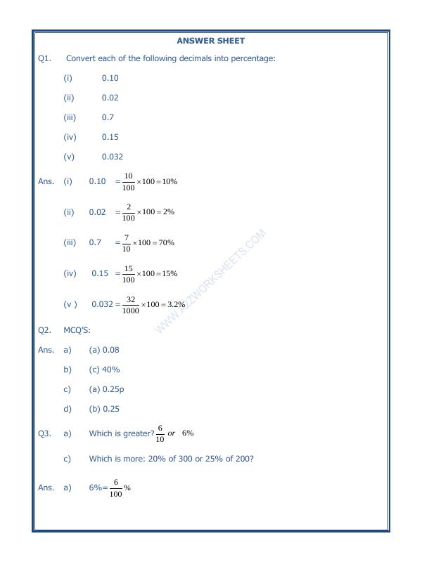 A2ZWorksheets:Maths-Percentage-Percentage-01