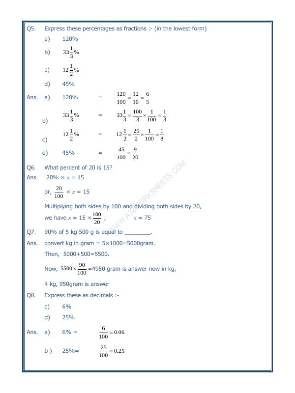 A2ZWorksheets:Maths-Percentage-Percentage-01