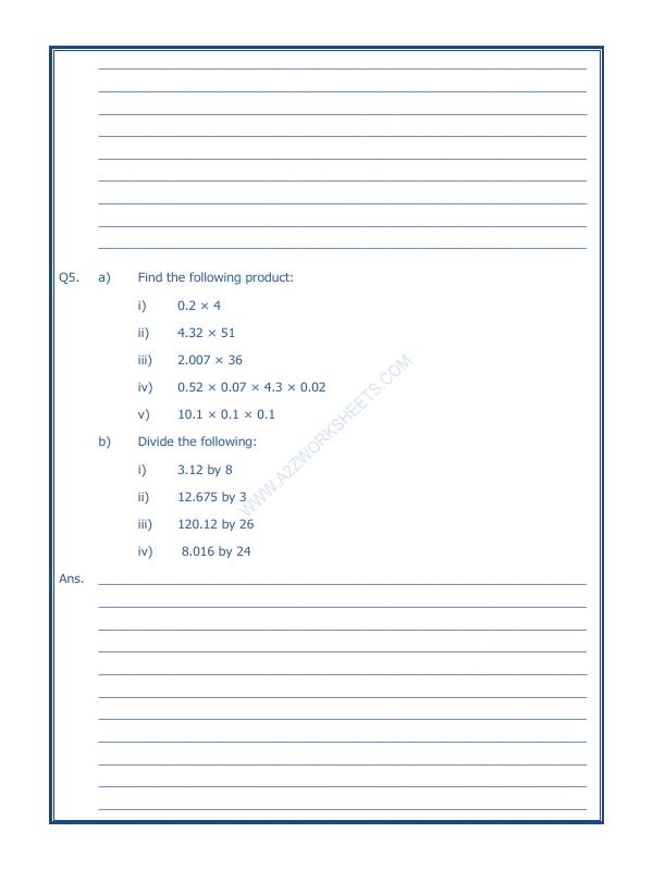 A2ZWorksheets:Maths-Decimals-Decimals-06