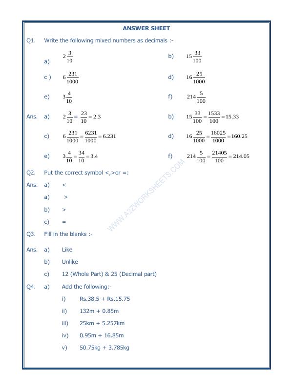 A2ZWorksheets:Maths-Decimals-Decimals-06