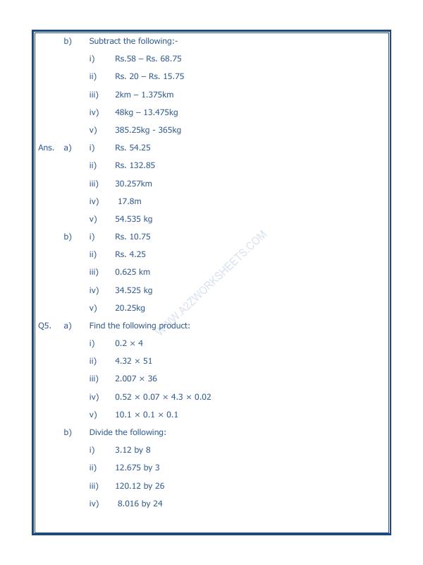 A2ZWorksheets:Maths-Decimals-Decimals-06