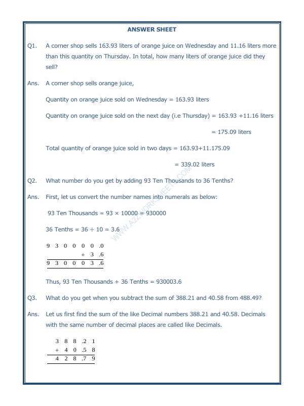 A2ZWorksheets:Maths-Decimals-Decimals-07