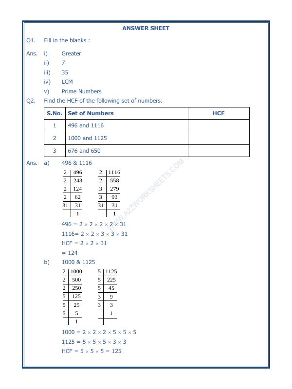 A2ZWorksheets:Maths-LCM and HCF-Hcf and Lcm-01