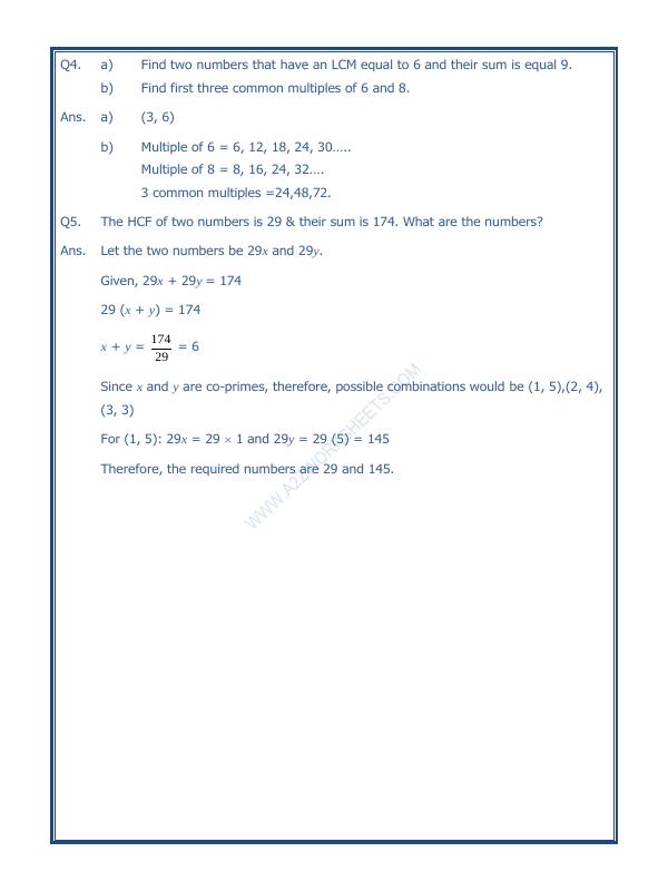 A2ZWorksheets:Maths-LCM and HCF-Hcf and Lcm-01