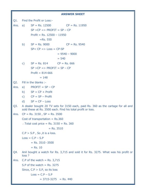 A2ZWorksheets:Maths-Measurement-Profit And Loss-01