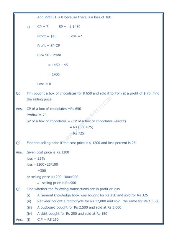 A2ZWorksheets:Maths-Measurement-Profit And Loss-03