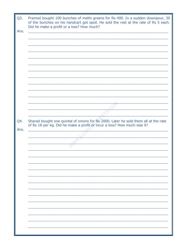 A2ZWorksheets:Maths-Measurement-Profit And Loss-06
