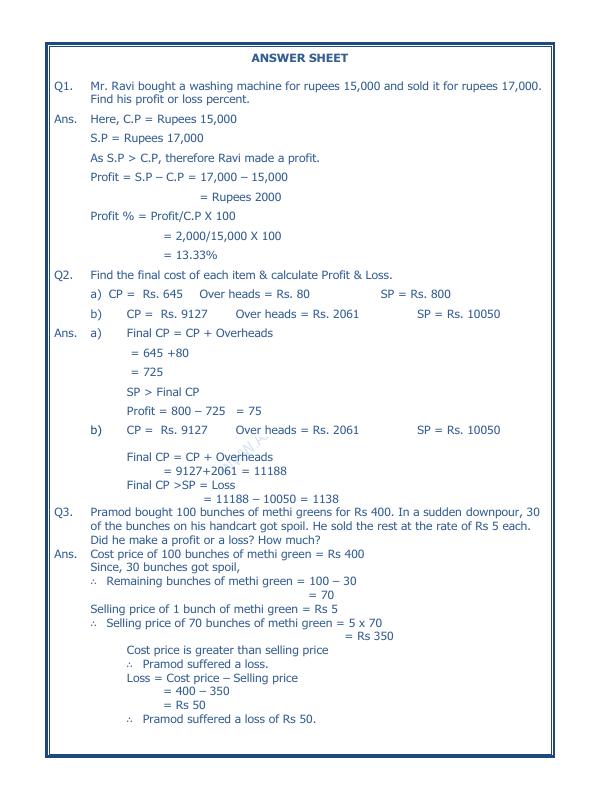 A2ZWorksheets:Maths-Measurement-Profit And Loss-06