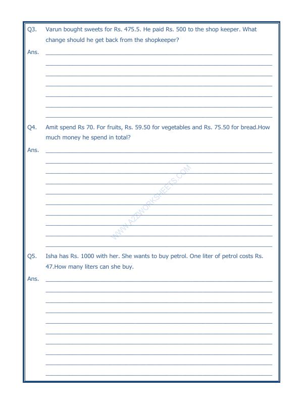 A2ZWorksheets:Maths-Data Handling-Preparing Bills - 02