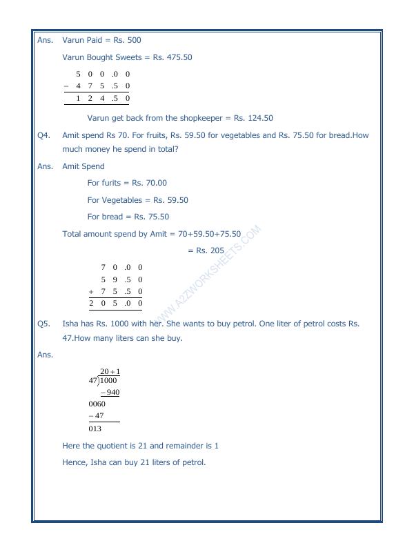 A2ZWorksheets:Maths-Data Handling-Preparing Bills - 02