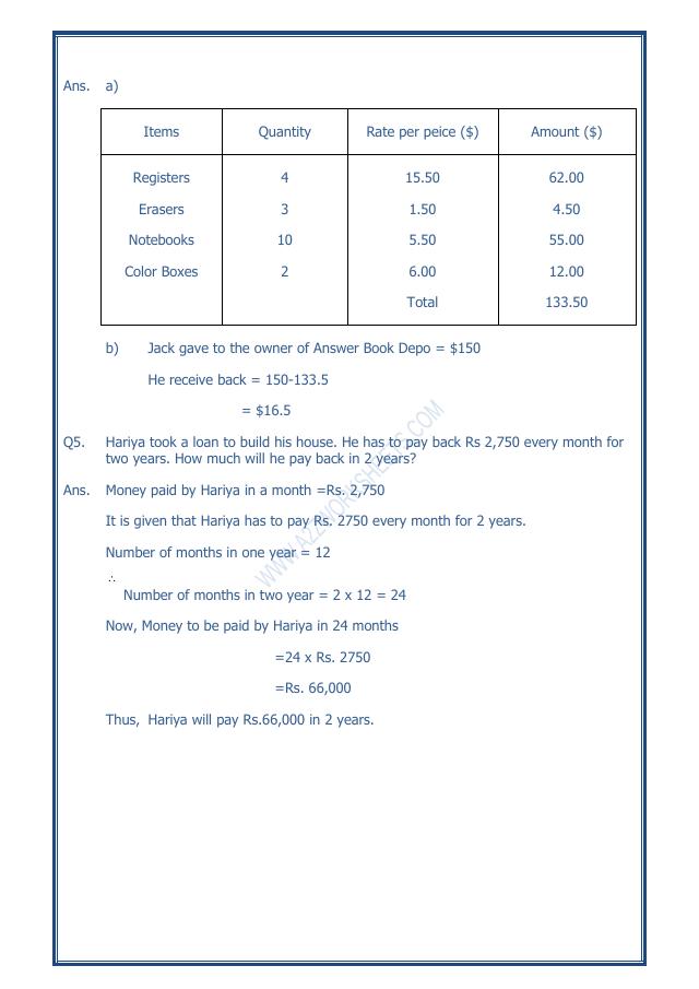 A2ZWorksheets:Maths-Data Handling-Preparing Bills - 03