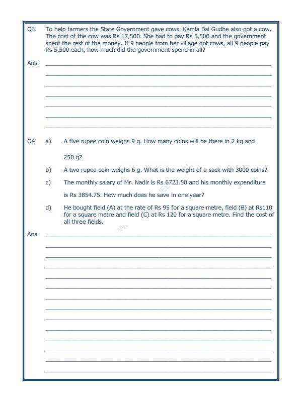 A2ZWorksheets:Maths-Data Handling-Preparing Bills - 05
